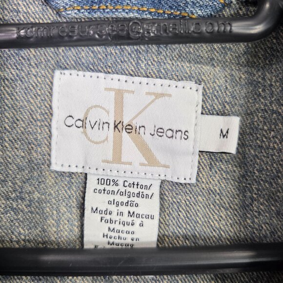 Womens Calvin Klein Jeans Blue Denim Jacket Button Front 100% Cotton Size M - Picture 2 of 6